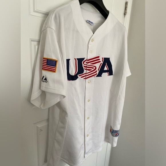 MLB '06 USA JETER 02 WORLD BASEBALL CLASSIC MAJESTIC White Jersey in XXL - Picture 15 of 15